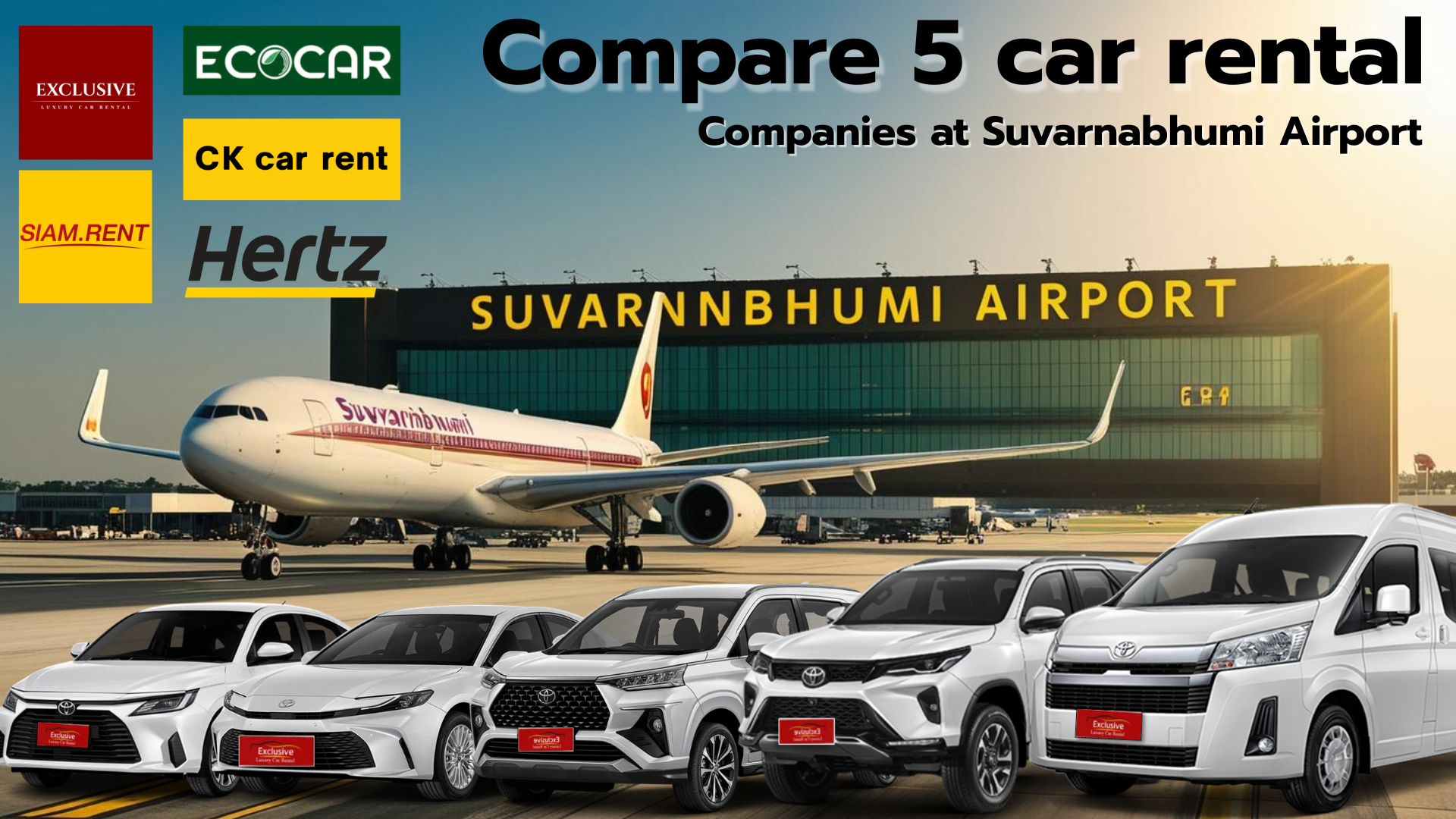 Where to rent a car at Suvarnabhumi Airport: Compare 5 car rental companies at the airport