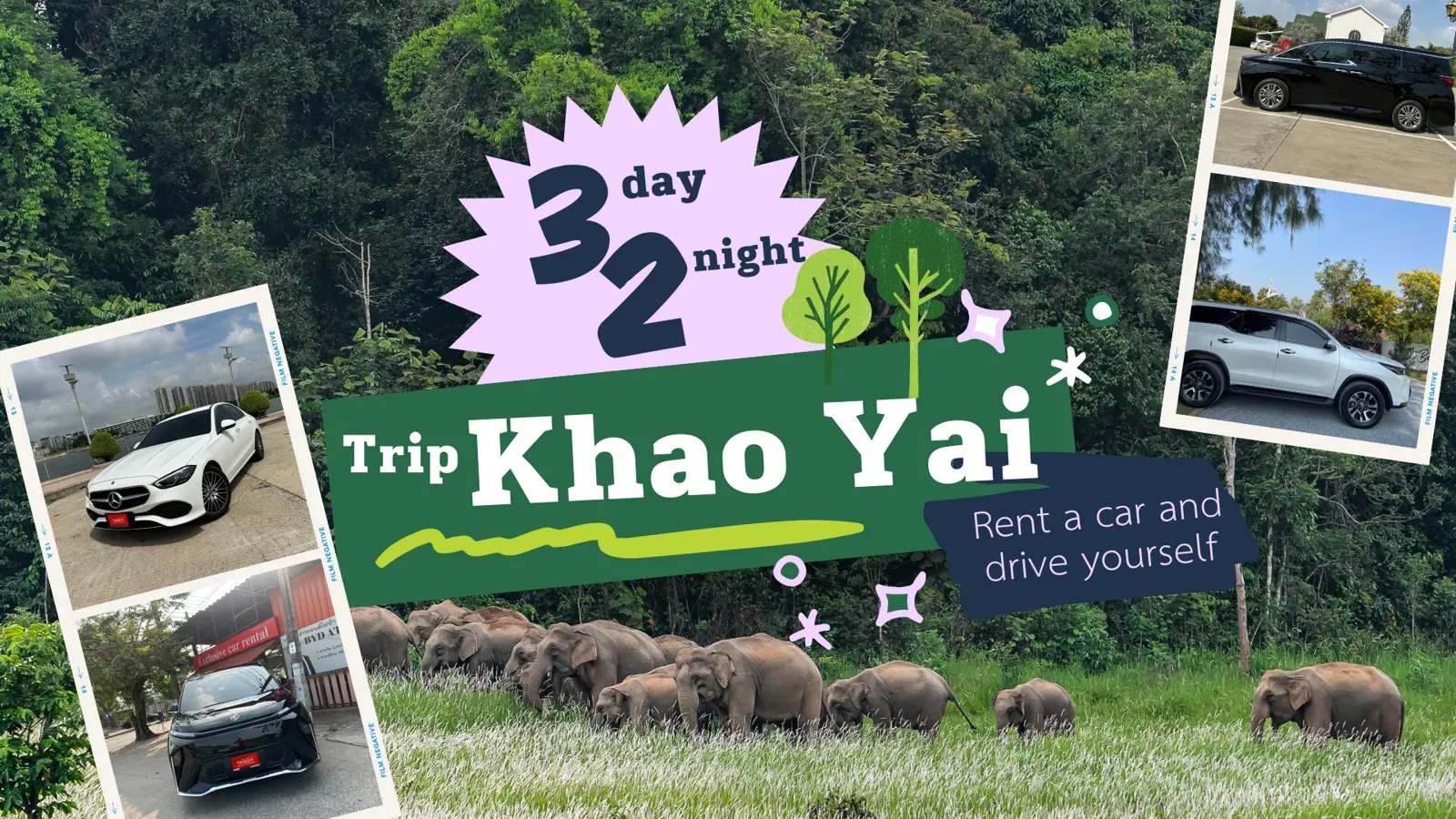 Rent a car to drive yourself{sbquo} Khao Yai trip{sbquo} 3 days{sbquo} 2 nights.