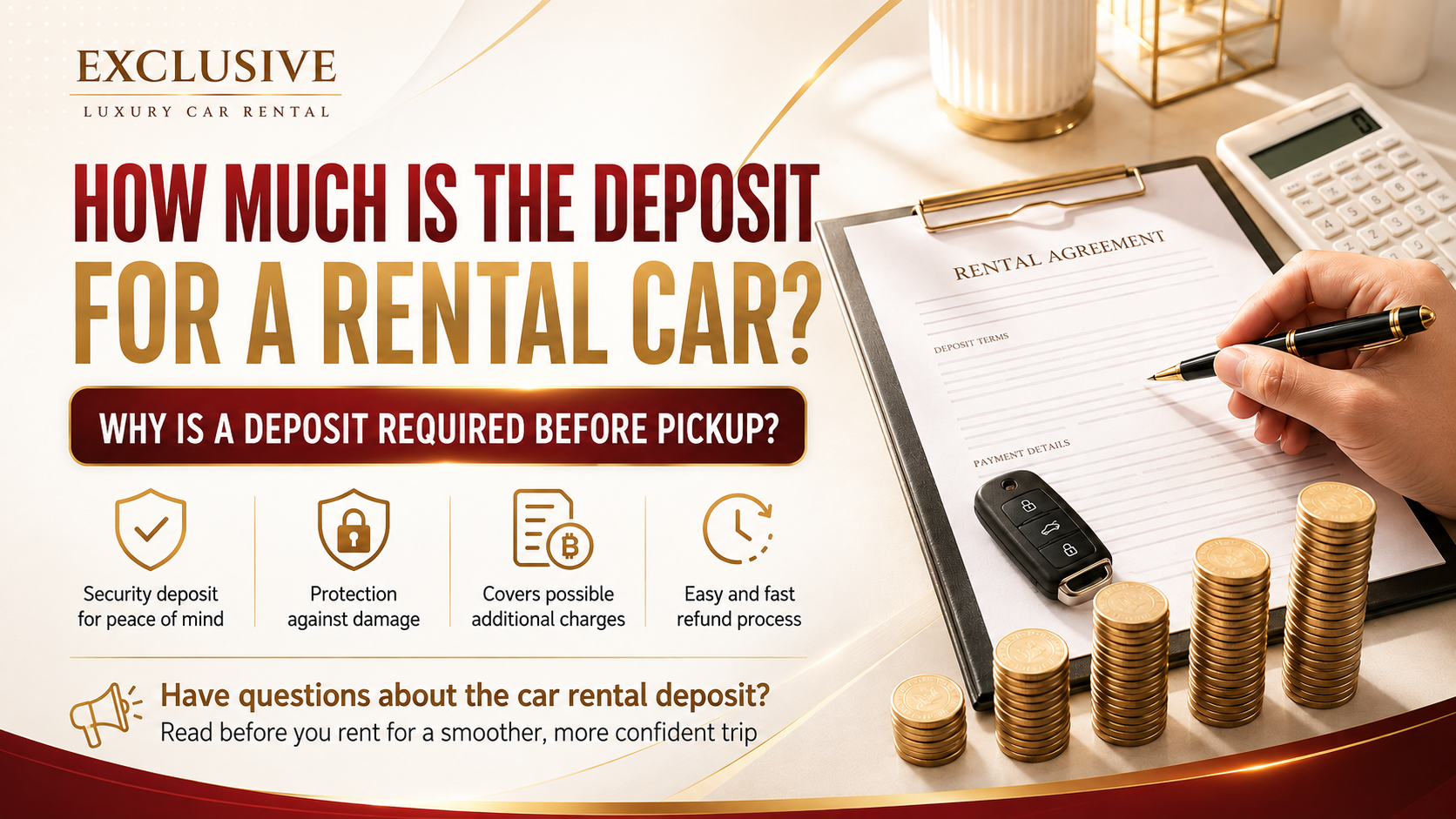 What is a car rental deposit? Why do I need to pay a deposit before picking up my car with Exclusive Car Rental?