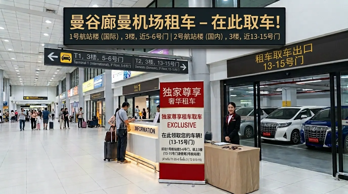 廊曼机场租车在哪里取车?